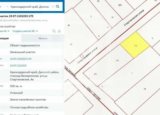Продажа земельного участка, 5 сот., станица Васюринская, Спартаковская улица