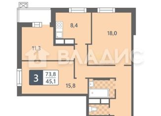 Продаю 3-комнатную квартиру, 73.8 м2, Москва, Кастанаевская улица, 65, метро Кунцевская