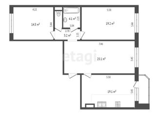 Продаю 3-ком. квартиру, 86.9 м2, Тюменская область, улица Александра Пушкина, 3к1