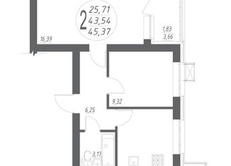 Продается двухкомнатная квартира, 45 м2, деревня Ветошниково, улица Ивана Спатара, 2