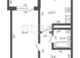 Продам 1-ком. квартиру, 43.3 м2, Нягань, Уральская улица, 79
