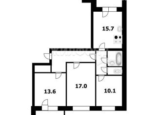 3-комнатная квартира на продажу, 73.3 м2, Новосибирск, улица Динамовцев, 15, улица Динамовцев