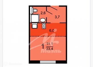 Продам квартиру студию, 23.4 м2, Москва, улица Александры Монаховой, 87к2