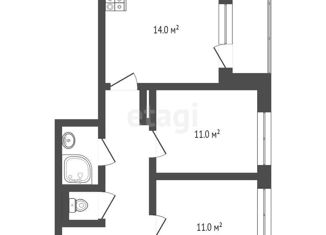 Продажа 2-комнатной квартиры, 49.3 м2, Тюмень, улица Мельникайте, 2к7