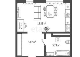 Продается 1-комнатная квартира, 24 м2, Тюмень, Ставропольская улица, 95, ЖК Зелёный квартал Uno