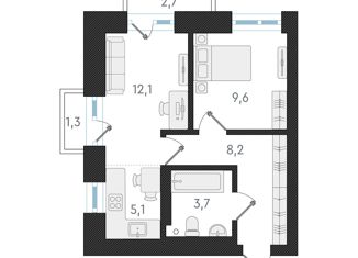 Продам квартиру студию, 38.7 м2, Новосибирск, улица Гоголя, 13, метро Сибирская