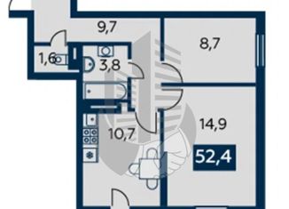 Продаю 2-комнатную квартиру, 52.4 м2, Краснодар, улица Снесарёва, 10к1, ЖК 7 Вершин