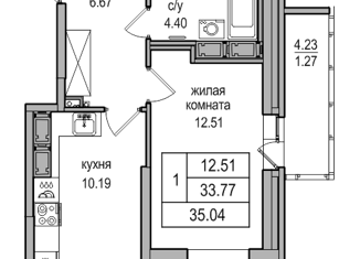 Продаю 1-ком. квартиру, 35.1 м2, посёлок Парголово, Толубеевский проезд, 34к2