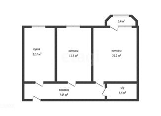 Двухкомнатная квартира на продажу, 60 м2, аул Новая Адыгея, улица Тургеневское Шоссе, 25
