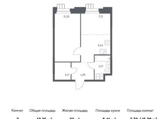 Продажа двухкомнатной квартиры, 43.35 м2, поселение Мосрентген, квартал № 2, 5с5