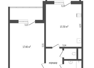 Продам 1-комнатную квартиру, 39 м2, Белгород, бульвар Юности, 45