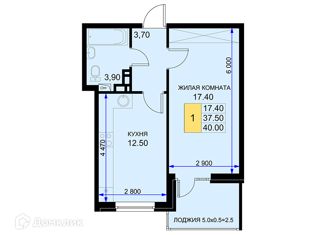 Продам 1-комнатную квартиру, 40 м2, поселок Южный, Казачья улица, 6к1
