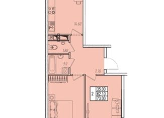 Продам двухкомнатную квартиру, 73 м2, Анапа, ЖК Приоритет, улица Омелькова, 93