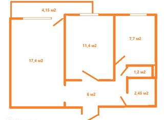 2-комнатная квартира на продажу, 46.1 м2, Санкт-Петербург, улица Орджоникидзе, 63к2, муниципальный округ Гагаринское