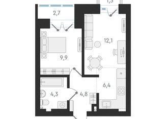 Продается двухкомнатная квартира, 37.5 м2, Новосибирск, метро Студенческая, Обогатительная улица, 9