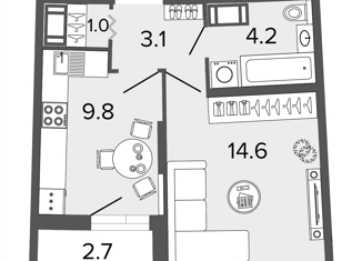 Продается 1-ком. квартира, 32.3 м2, Санкт-Петербург, Комендантский проспект, 63, ЖК Ультра Сити