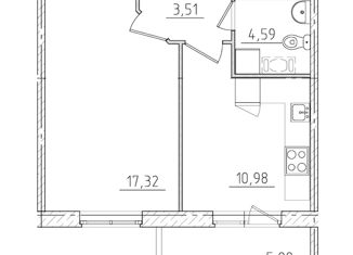 Продается 1-комнатная квартира, 41.49 м2, Гатчина, улица Чехова, 41к3, ЖК IQ Гатчина