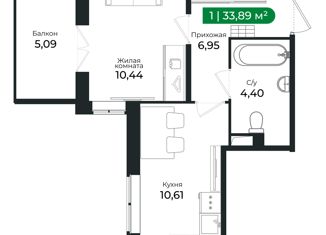 Продам однокомнатную квартиру, 32.1 м2, Сертолово