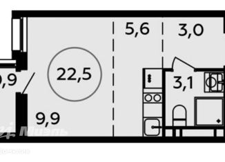 Квартира на продажу студия, 22.5 м2, поселение Сосенское, жилой комплекс Прокшино, 4к1, ЖК Прокшино