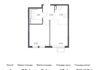 Продажа двухкомнатной квартиры, 32.71 м2, село Остафьево, жилой комплекс Остафьево, к15
