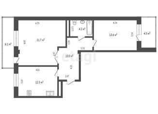 Продаю 2-комнатную квартиру, 61.8 м2, Тюмень, улица Демьяна Бедного, 92