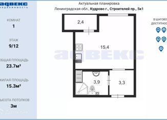 Продам квартиру студию, 23.7 м2, Кудрово, проспект Строителей, 5к1