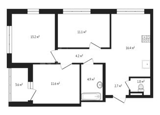 Продам 3-комнатную квартиру, 67 м2, деревня Патрушева, улица Льва Толстого, 19