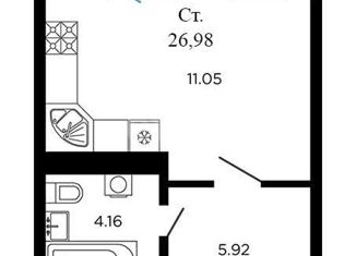 Продаю квартиру студию, 24 м2, Краснодар, Конгрессная улица, 15, ЖК Микрорайон Красная Площадь