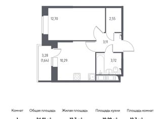 Продам 1-комнатную квартиру, 34.01 м2, Колпино, ЖК Новое Колпино