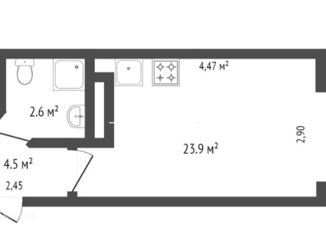 Продам квартиру студию, 22.3 м2, посёлок Российский, Измаильская улица, 15