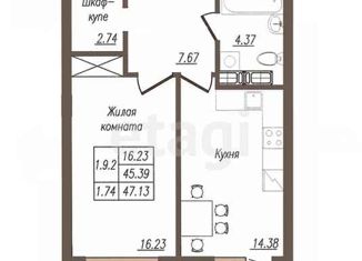 1-ком. квартира на продажу, 47.13 м2, Орёл, микрорайон Весёлая Слобода