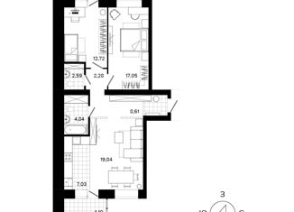 Продажа трехкомнатной квартиры, 74.3 м2, Берёзовский, Гвардейская улица, 3