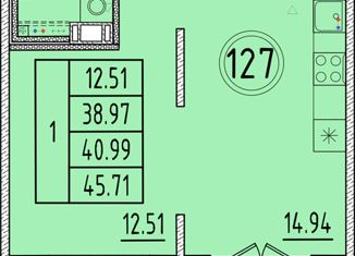 Продам однокомнатную квартиру, 38.97 м2, Санкт-Петербург, Образцовая улица, 6к2