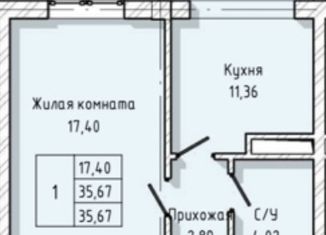 Продается 1-ком. квартира, 35.67 м2, Нальчик, улица А.А. Кадырова, 24, ЖК Молодёжный