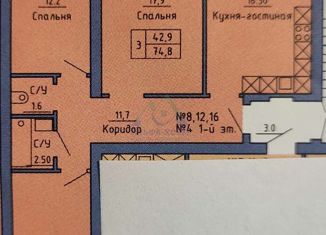 3-ком. квартира на продажу, 74.4 м2, Оренбург, Станочный переулок, 19