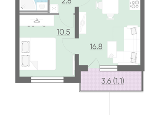 Продажа 1-ком. квартиры, 34.1 м2, Санкт-Петербург, набережная реки Каменки, 19к4, ЖК Заповедный парк