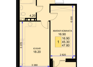 Продаю однокомнатную квартиру, 47.8 м2, Краснодарский край, Дозорная улица, 3/5