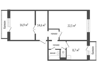 Продается двухкомнатная квартира, 59.4 м2, Красноярск, Октябрьский район, Ботанический бульвар, 19