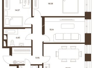 Продается 3-комнатная квартира, 94.2 м2, Москва, Донецкая улица, 34к1, ЖК Домашний