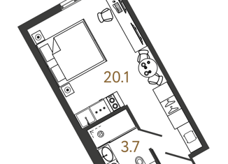 Продаю квартиру студию, 23.8 м2, Санкт-Петербург, Московский проспект, 103, муниципальный округ Московская Застава