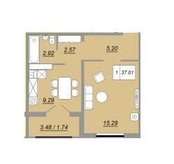 Продам однокомнатную квартиру, 37 м2, Оренбург, ЖК Осенний Лист