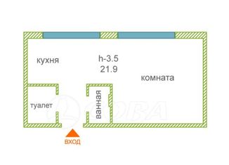 Однокомнатная квартира на продажу, 21.9 м2, Тюменская область, улица Червишевский Тракт, 86