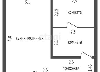 Двухкомнатная квартира на продажу, 49.5 м2, Красноярский край, Новая улица, 17А