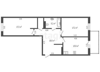 Продается 2-комнатная квартира, 78.2 м2, Тюменская область, Университетская улица, 19