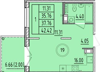 Продается 1-комнатная квартира, 35.76 м2, Санкт-Петербург, Образцовая улица, 6к3