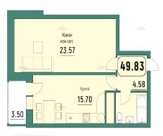 Продам 1-комнатную квартиру, 49.83 м2, Калужская область, Московская улица, 311к7