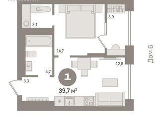 Продается 1-ком. квартира, 39.72 м2, Новосибирск, улица Декабристов, 107/7, ЖК Урбан-виллы на Никитина