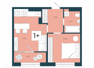 Продам 1-ком. квартиру, 38.6 м2, Тобольск, территория Зона ВУЗов, 7