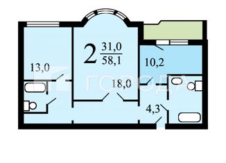 Продам двухкомнатную квартиру, 58.1 м2, Москва, улица Полины Осипенко, 2к3, метро Беговая