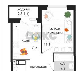 Продается однокомнатная квартира, 31.2 м2, Пермь, Кузнецкая улица, 43В